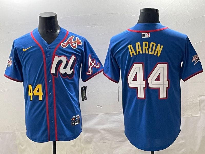 Men 2025 Atlanta Braves #44 Aaron Blue All star Nike MLB Jersey style 07->atlanta braves->MLB Jersey